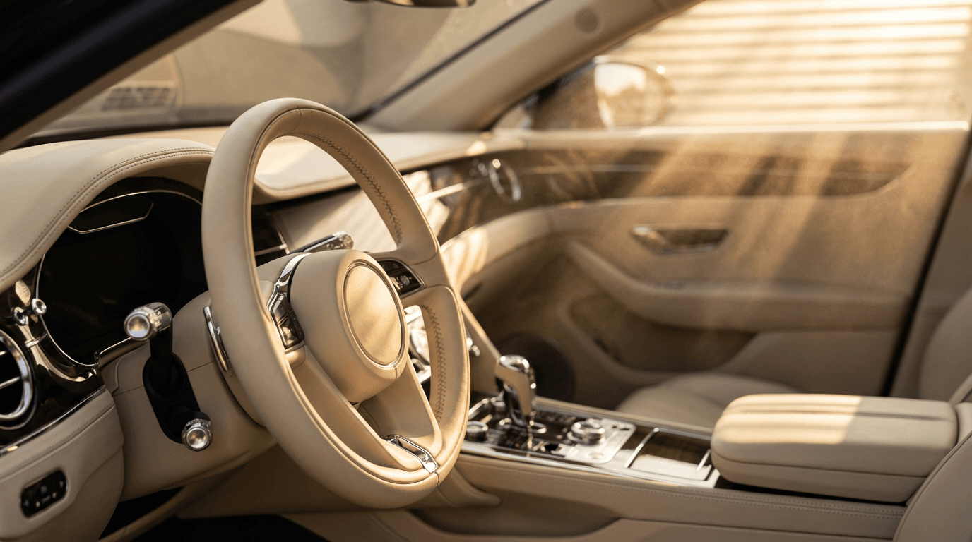 Clean car interior with polished dashboard